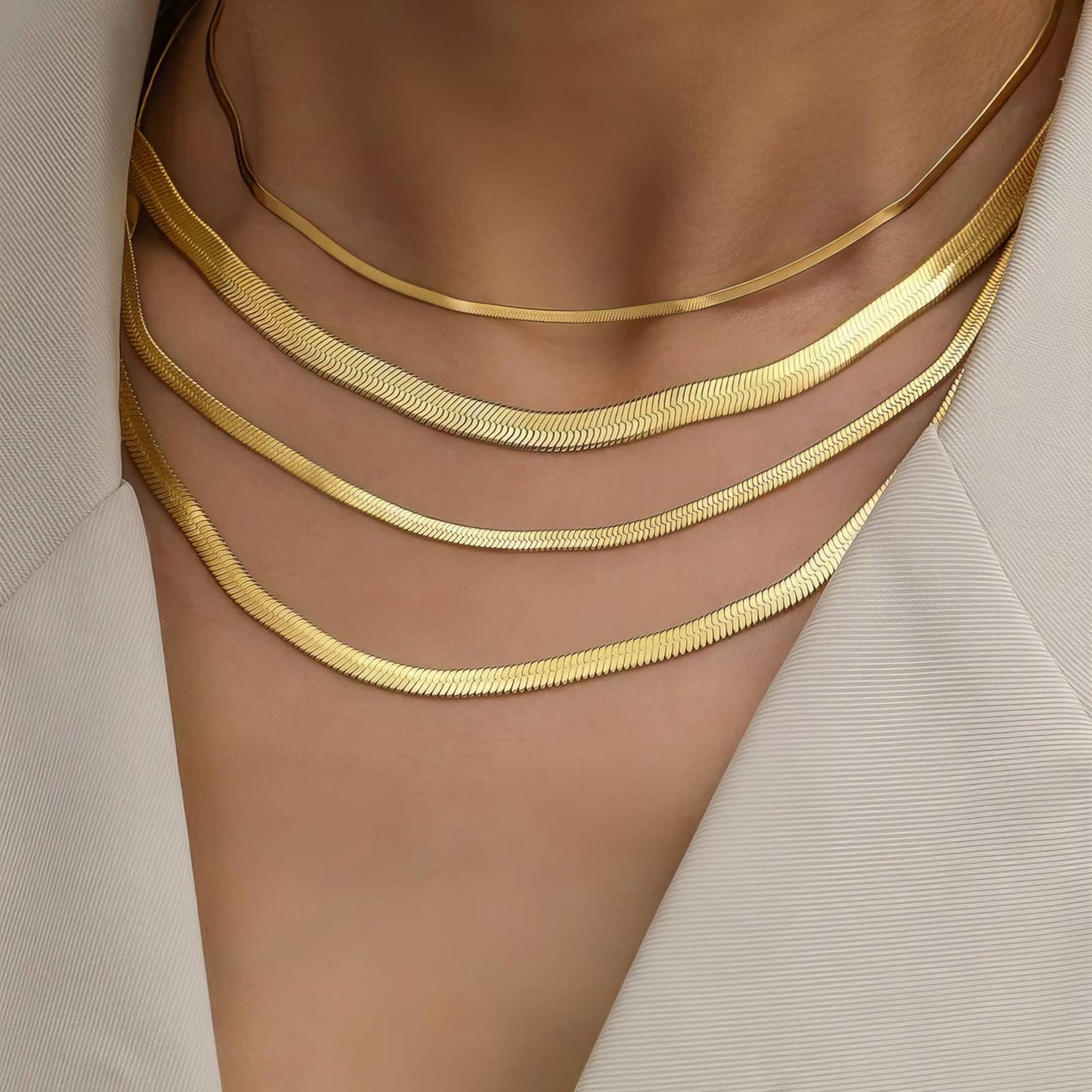 Contemporary Chain Necklace in 18K Gold Plated Steel