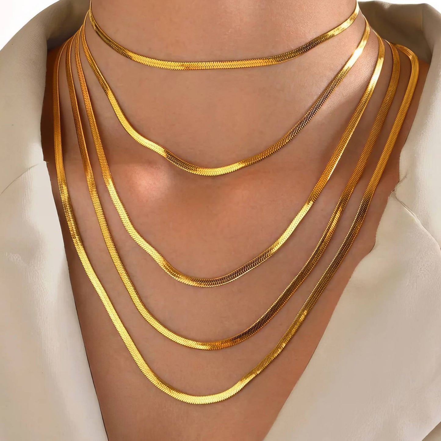 Contemporary Chain Necklace in 18K Gold Plated Steel