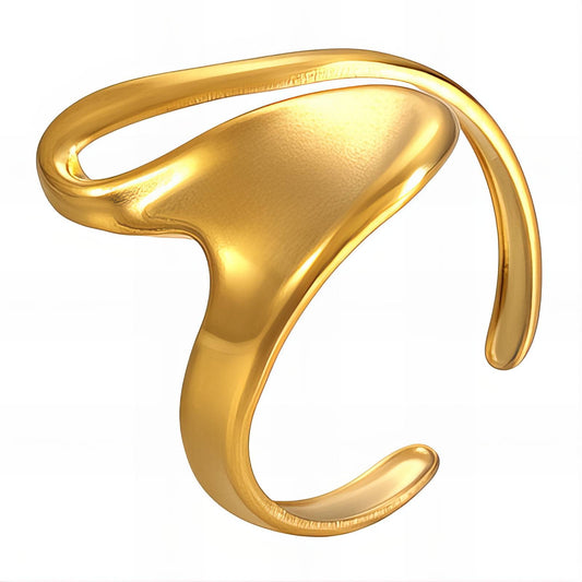 Trendy Statement Band Ring in 18K Gold Plated Steel