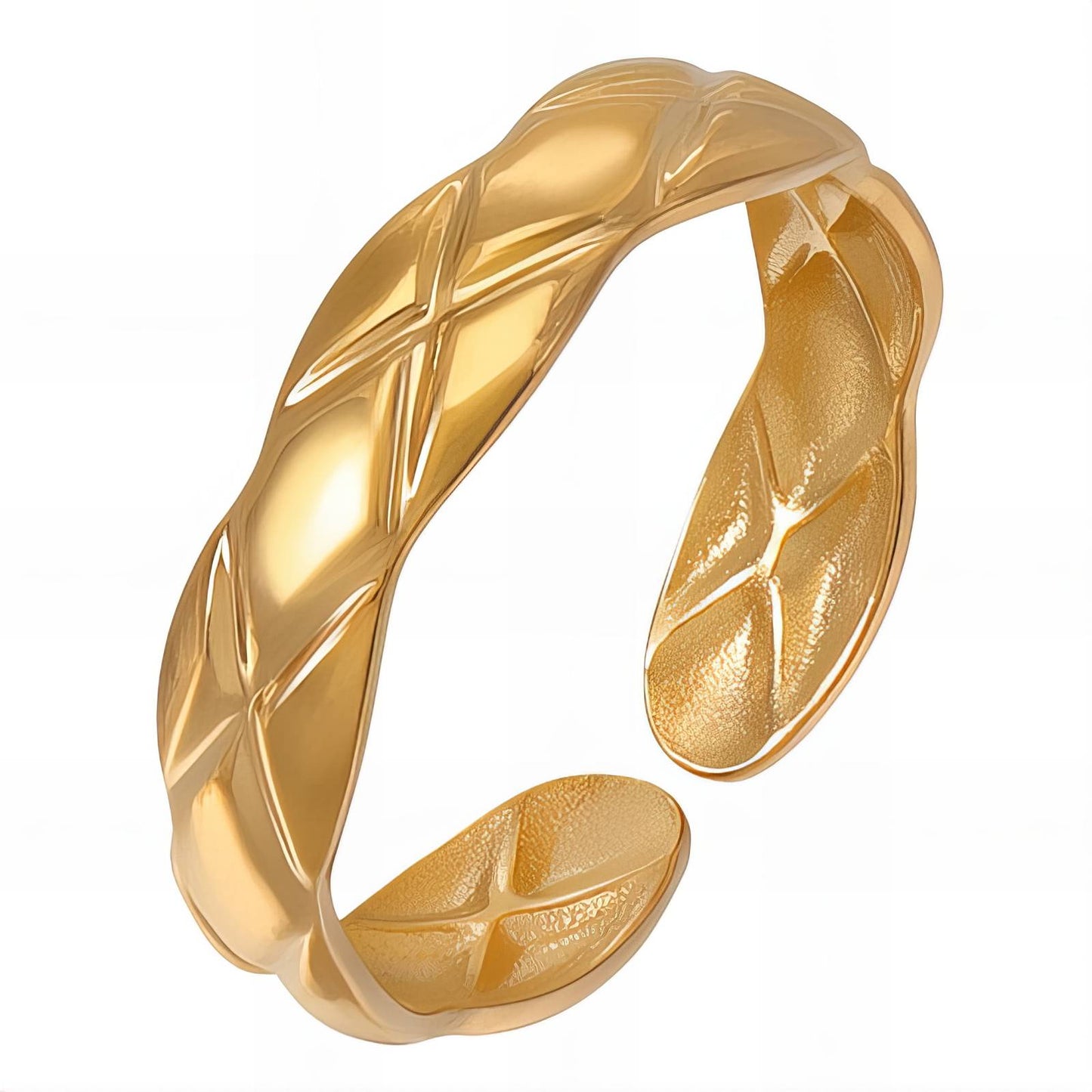 Contemporary Statement Band Ring in 18K Gold Plated Steel