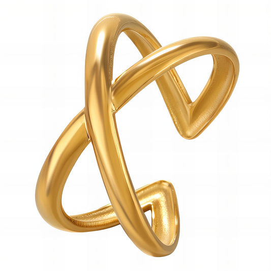 Luxe Statement Band Ring in 18K Gold Plated Steel