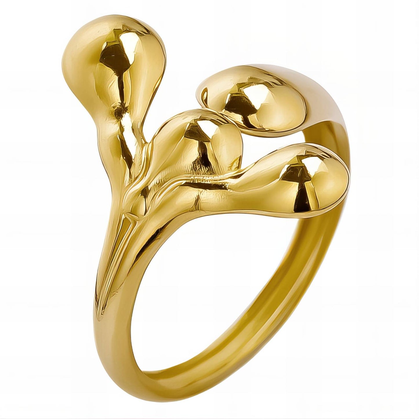 Contemporary Statement Band Ring in 18K Gold Plated Steel