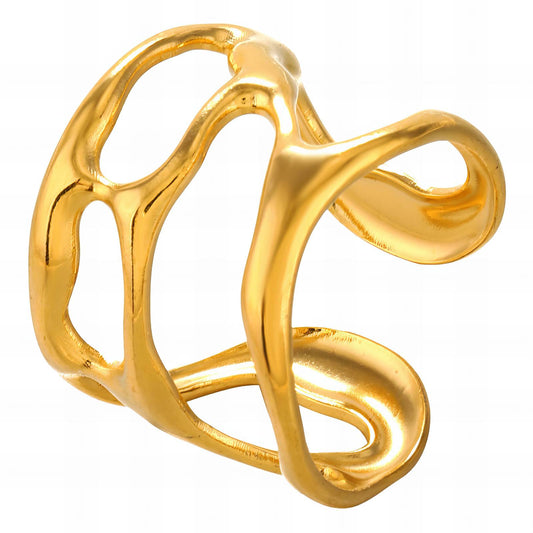 Luxe Statement Band Ring in 18K Gold Plated Steel