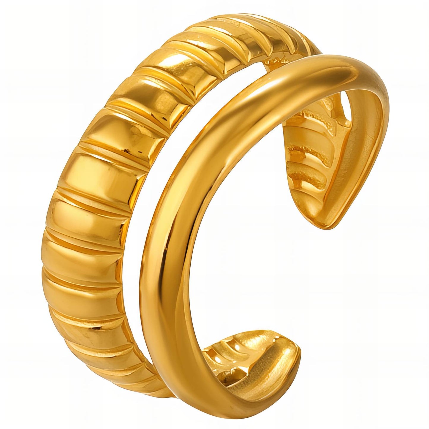 Elegant Statement Band Ring in 18K Gold Plated Steel