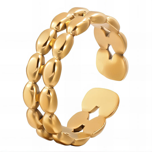 Contemporary Statement Band Ring in 18K Gold Plated Steel