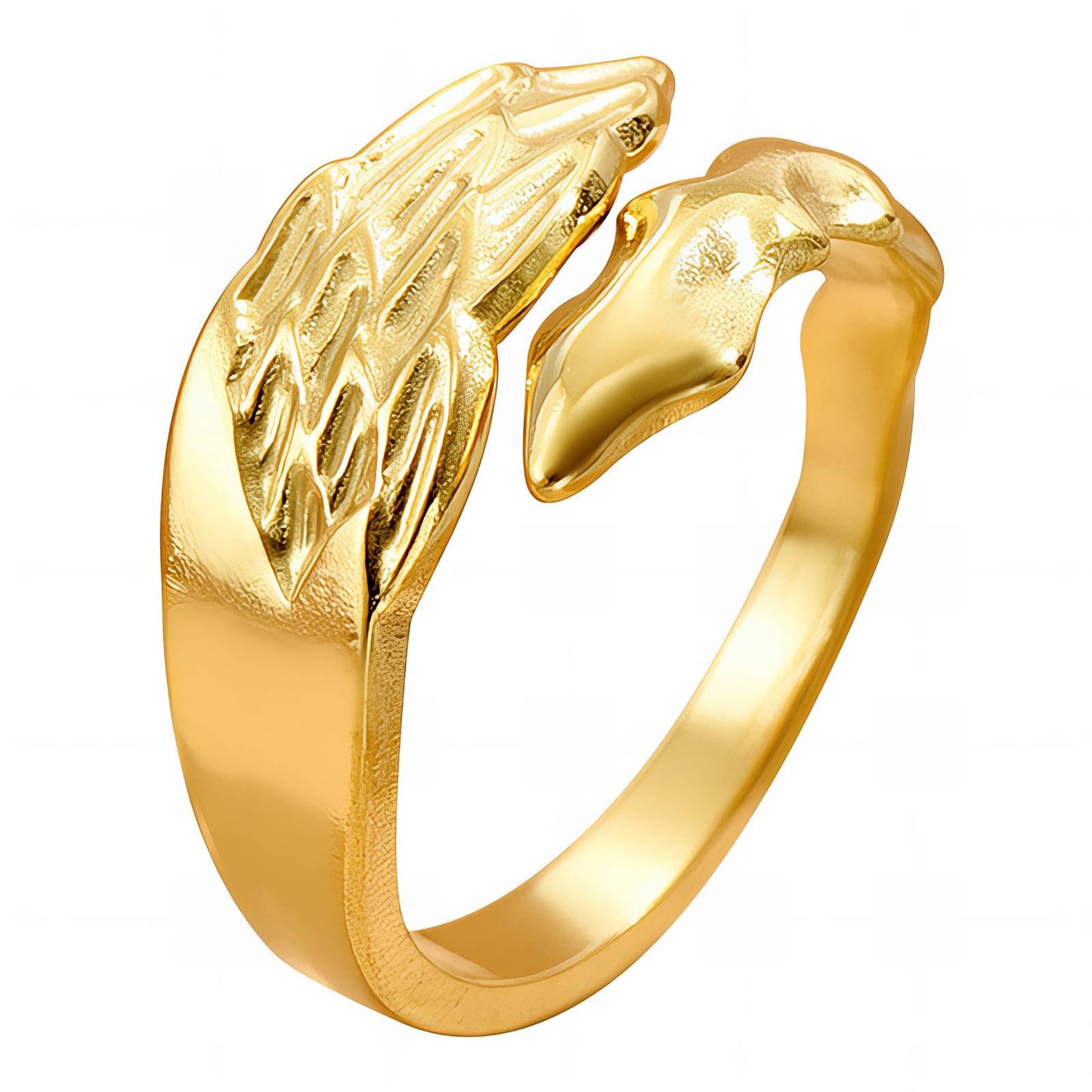 Celestial Angel Wing Ring in 18K Gold Plated Steel