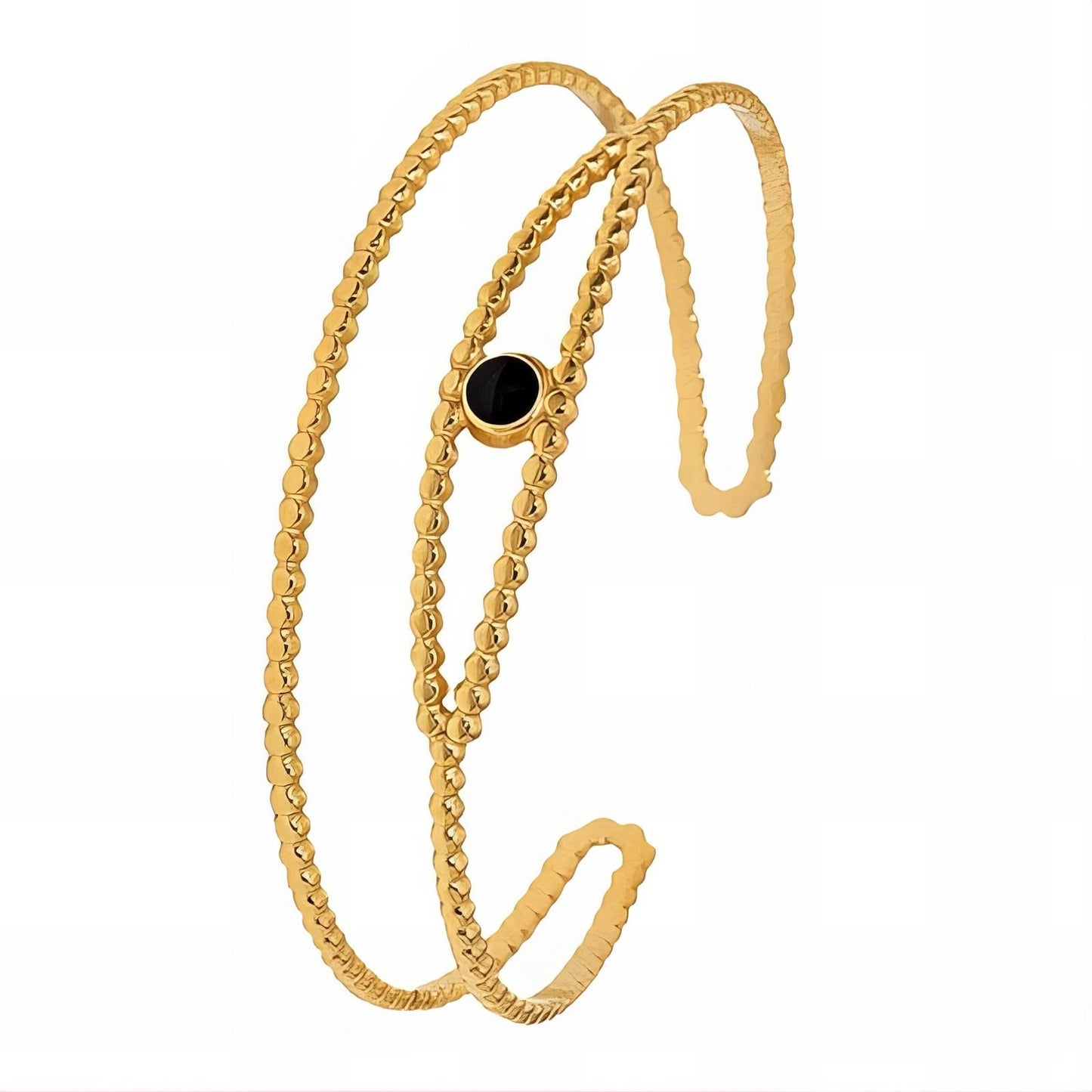 Double Evil Eye Protection Bracelet in 18K Gold Plated Steel