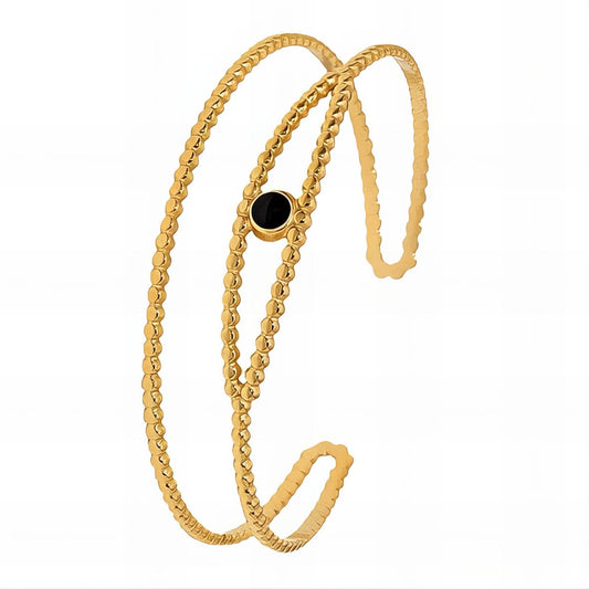 Double Evil Eye Protection Bracelet in 18K Gold Plated Steel