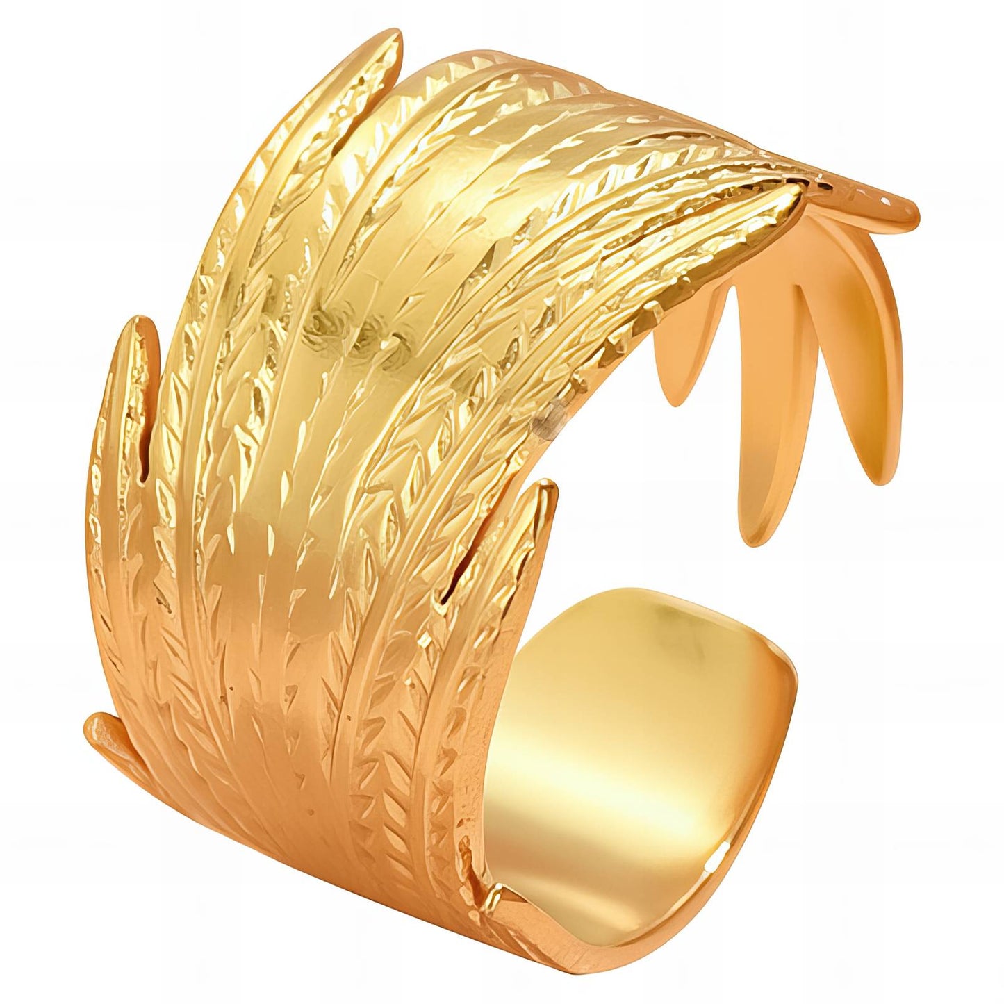 Delicate Nature Leaf Ring in 18K Gold Plated Steel