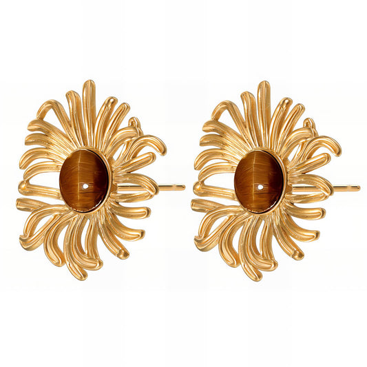 18K gold plated Stainless steel  Flowers earrings,