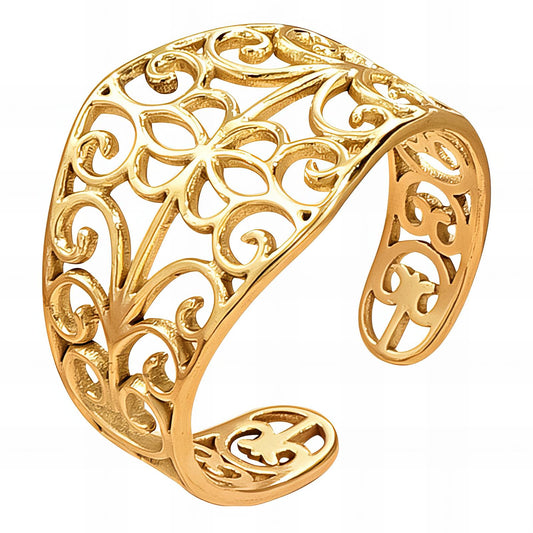 Luxe Statement Band Ring in 18K Gold Plated Steel