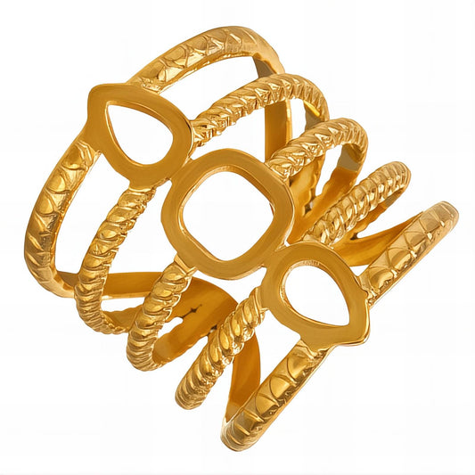 Modern Statement Band Ring in 18K Gold Plated Steel