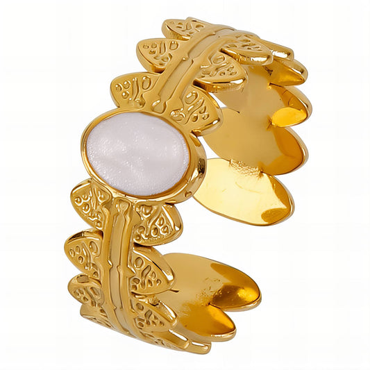 Elegant Statement Band Ring in 18K Gold Plated Steel