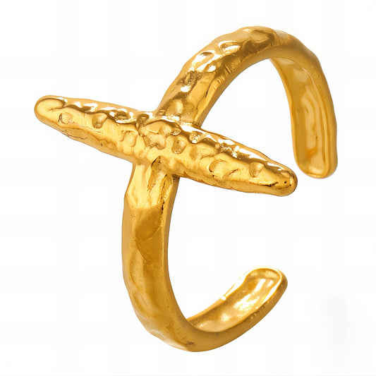 Faith Cross Ring in 18K Gold Plated Steel