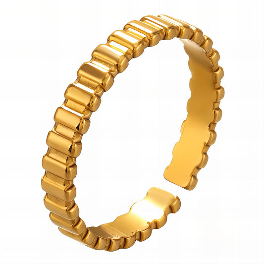 Luxe Statement Band Ring in 18K Gold Plated Steel