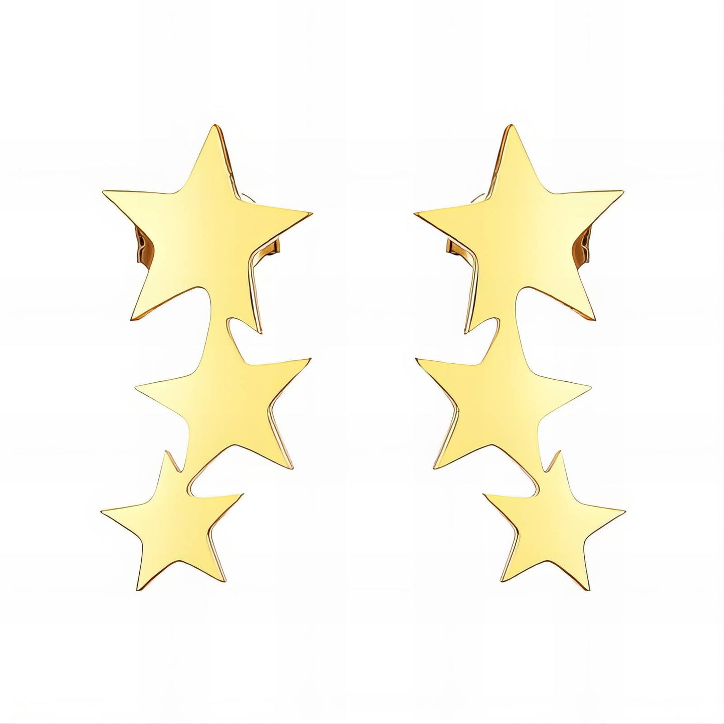 Pendientes Estrellas de acero inoxidable bañados en oro de 18K,