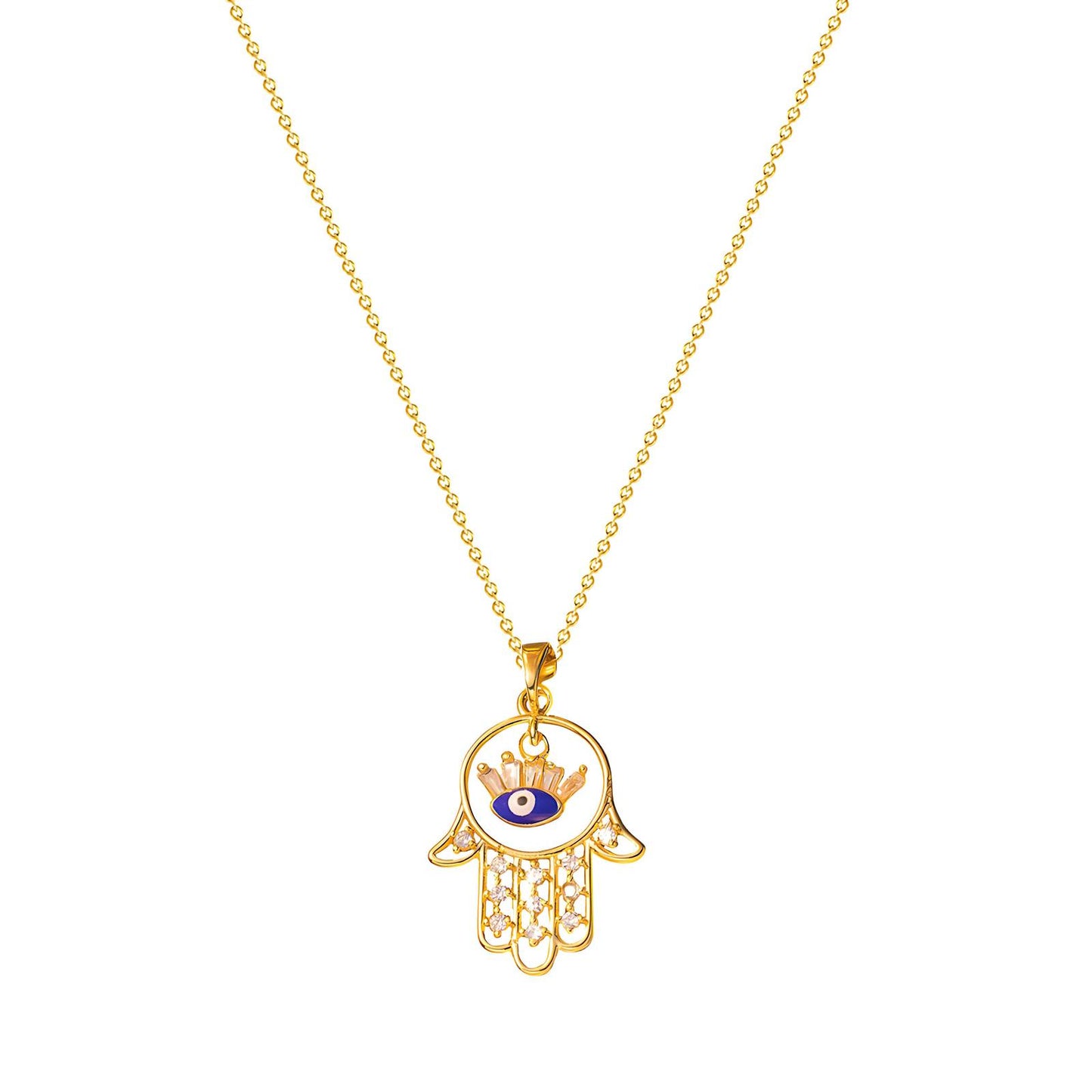 Protection Evil Eye Necklace in 18K Gold Plated Steel