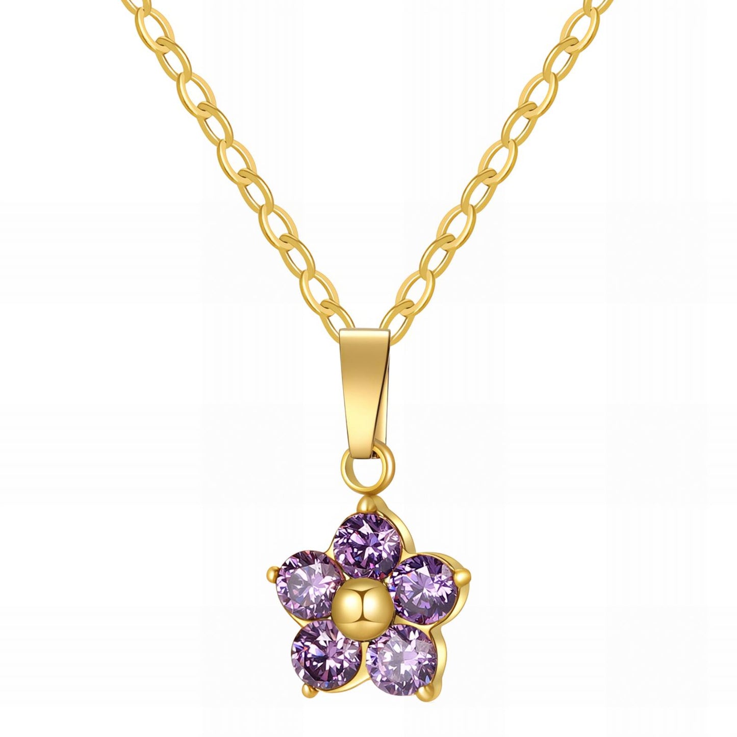 Delicate Flower Pendant in 18K Gold Plated Steel