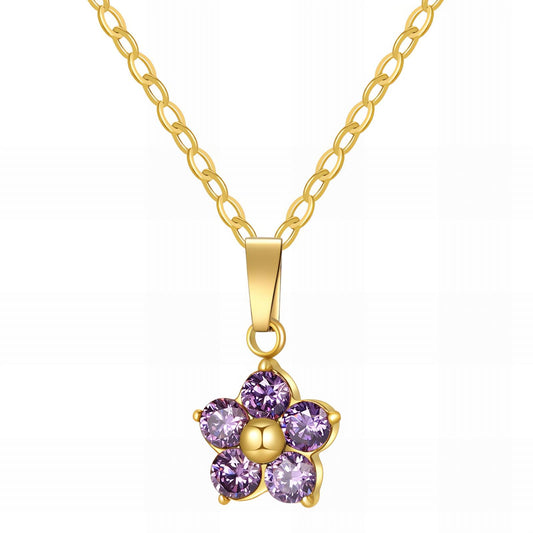 Delicate Flower Pendant in 18K Gold Plated Steel