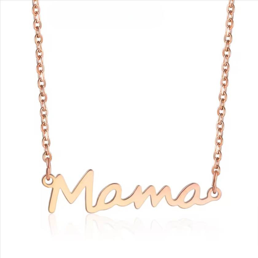 Delicate Cursive Mama Pendant Necklace