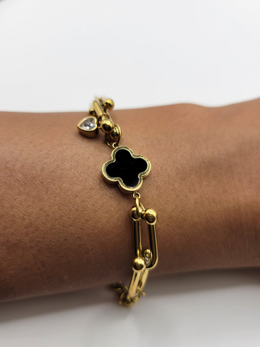 Black Clover Paperclip Bracelet – Luxury Gold Bracelet