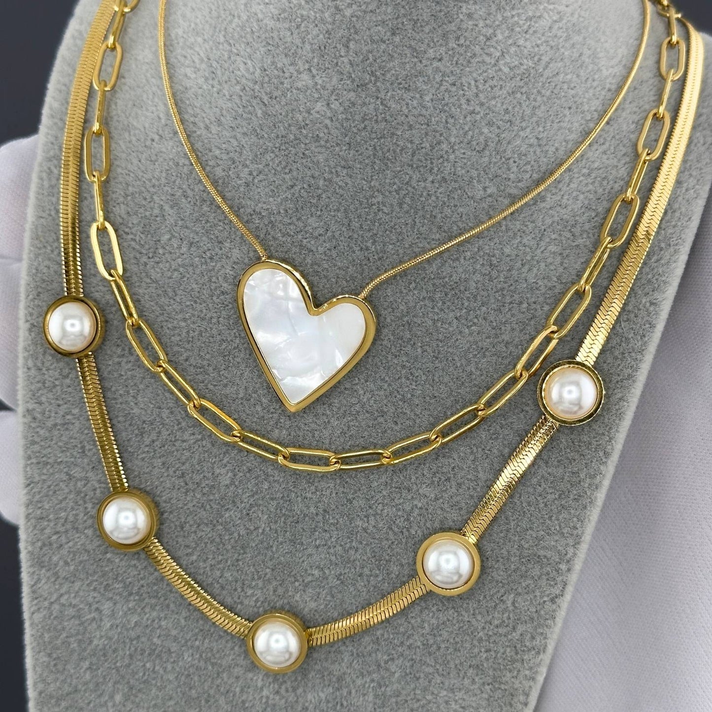 Delicate Heart Charm Necklace in 18K Gold Plated Steel