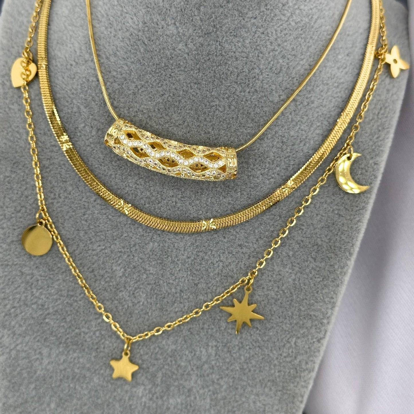 Celestial Star Pendant in 18K Gold Plated Steel