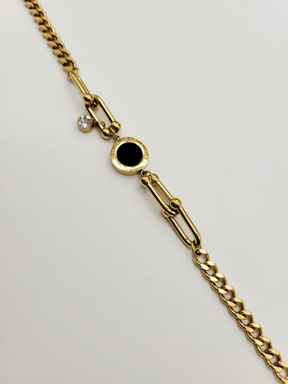 Roman Numeral Black Disc Bracelet – 18K Gold Plated Waterproof Bracelet