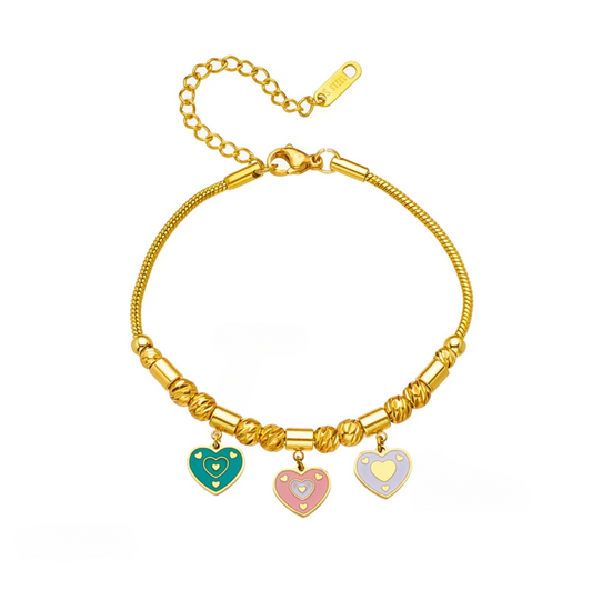 Pastel Hearts Charm Bracelet