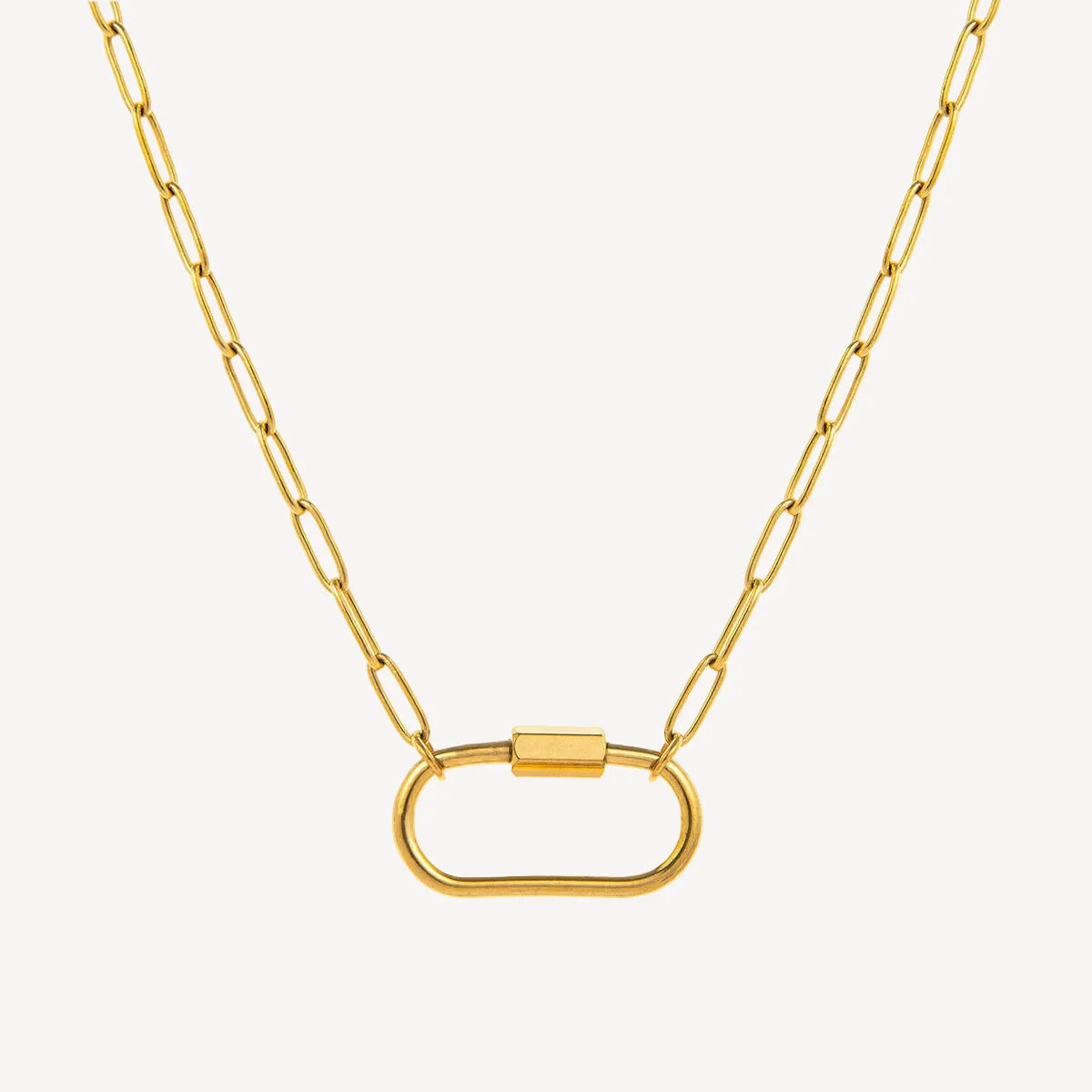 Bold Paperclip Charm Necklace – Carabiner Clasp