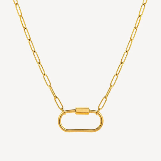 Bold Paperclip Charm Necklace – Carabiner Clasp