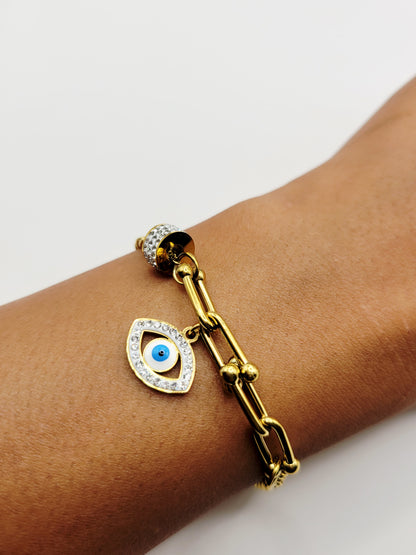 Evil Eye Protection Chain Bracelet – Waterproof Gold Bracelet