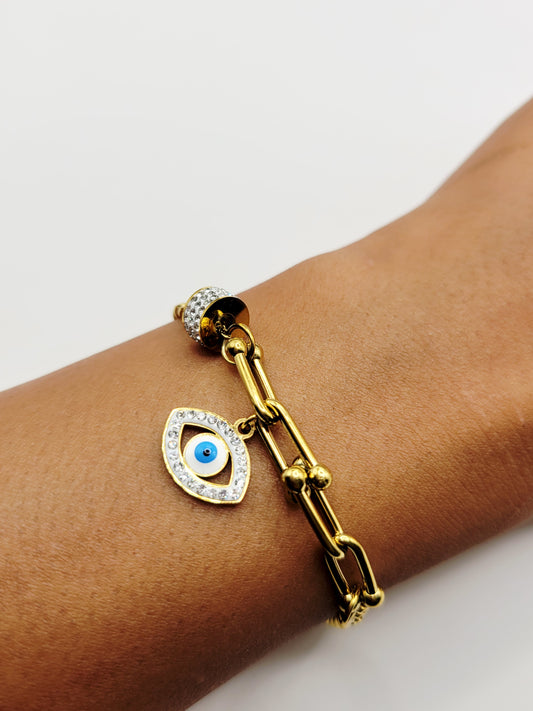 Evil Eye Protection Chain Bracelet – Waterproof Gold Bracelet
