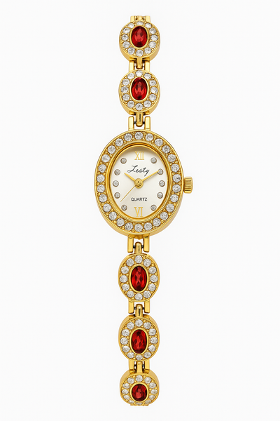 Victorian Garnet And Rhinestone watch Bohemian And Vintage Style Sterling Silver Garnet Wrist Watch for Ladies, Victorian  main image 2