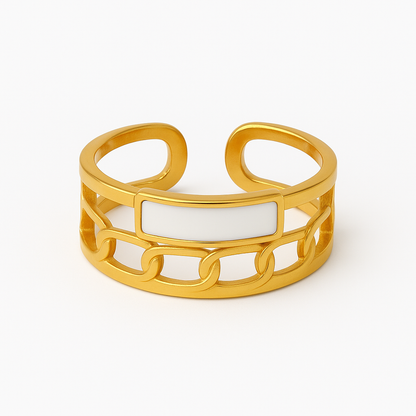 Snowglow Link Cuff – White Enamel Chic