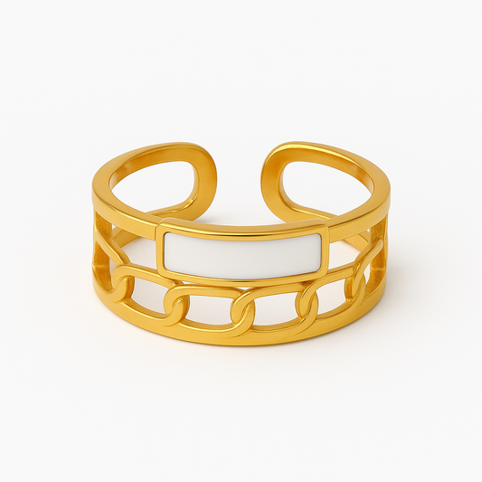 Brazalete de eslabones Snowglow: esmalte blanco chic