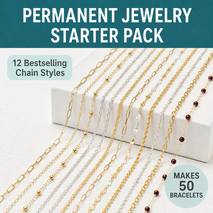 Permanent Jewelry Chain Starter Kit | 10 Curated Chains in 14K Gold Filled & Sterling Silver