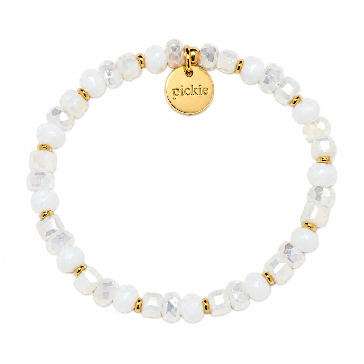White Beaded Charm Bracelet