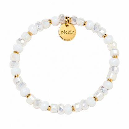 White Beaded Charm Bracelet