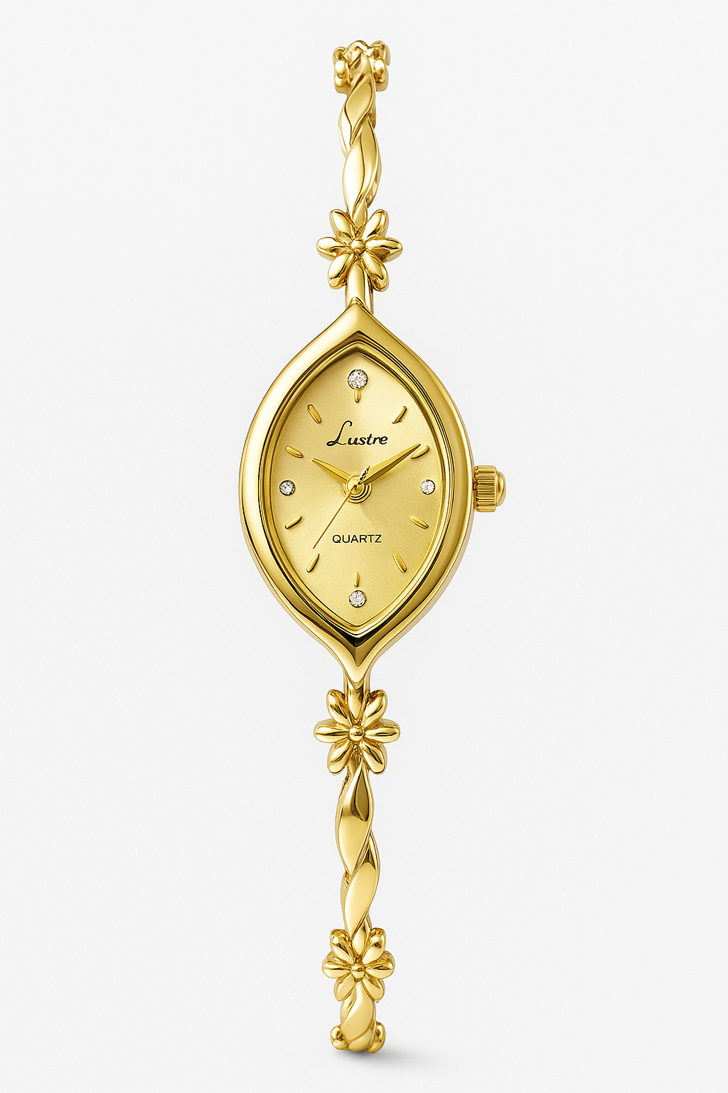 Reloj Golden Petal Marquise: detalle vintage femenino