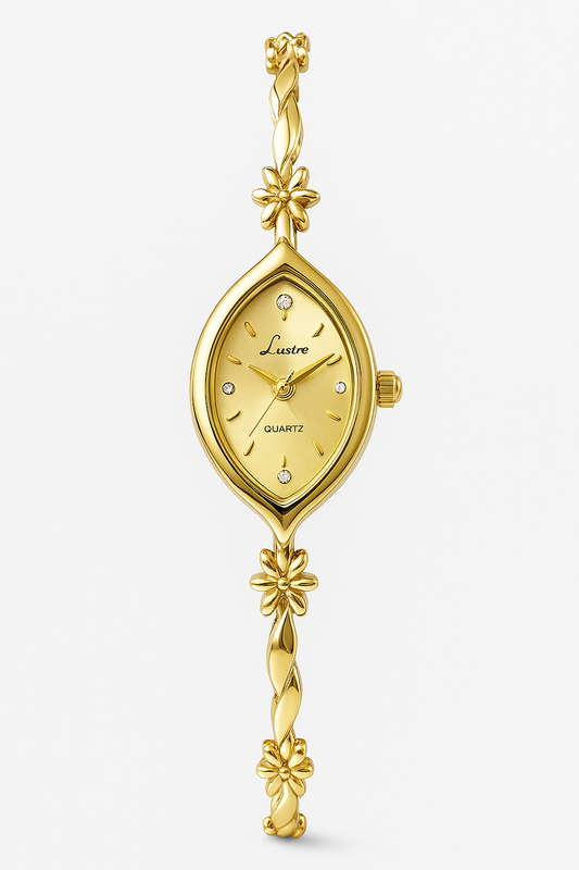 Golden Petal Marquise Watch – Feminine Vintage Detail