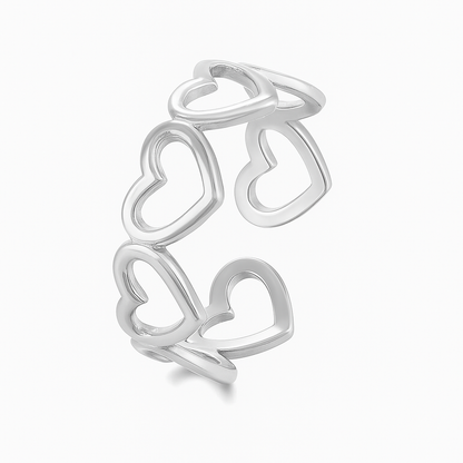 Open Heart Cluster Ring – Adjustable 18K Gold