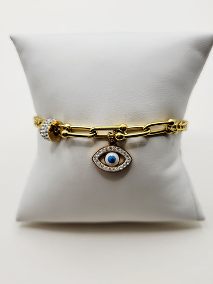 Evil Eye Protection Chain Bracelet – Waterproof Gold Bracelet