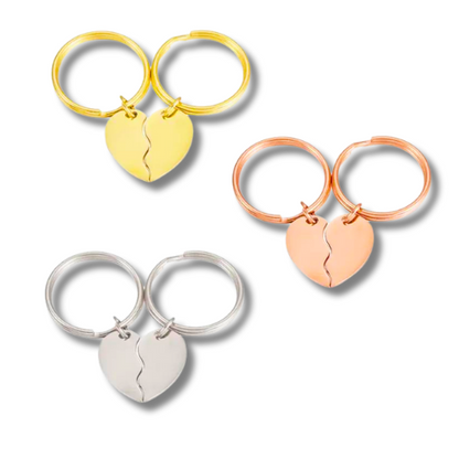 Llaveros de corazón personalizados para parejas | Grabado con láser | Acero inoxidable