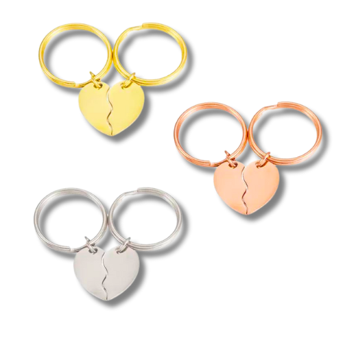 Personalized Heart Keychains for Couples | Laser Engraved | Stainless Steel