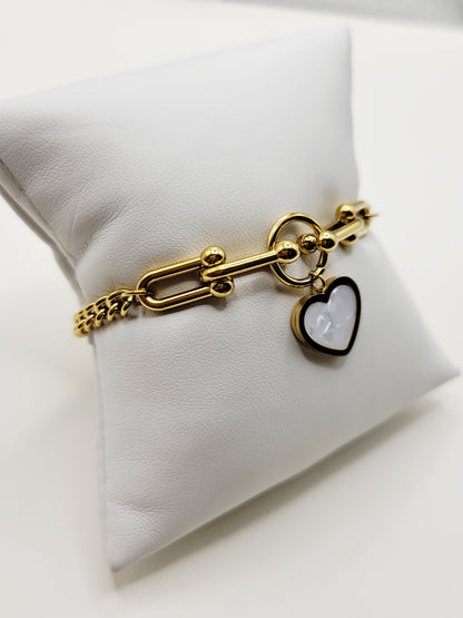 Heart Drop Paperclip Bracelet – Waterproof Gold Bracelet