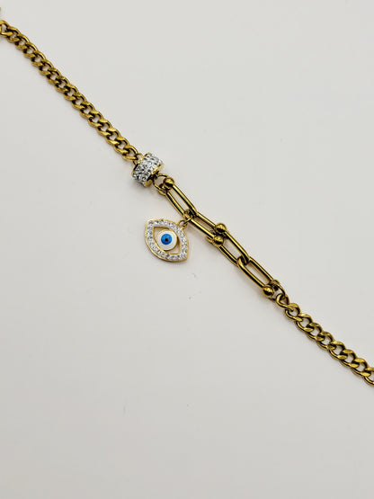 Evil Eye Protection Chain Bracelet – Waterproof Gold Bracelet