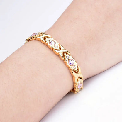 Pulsera de cristal Power Petals – Rosa y dorado