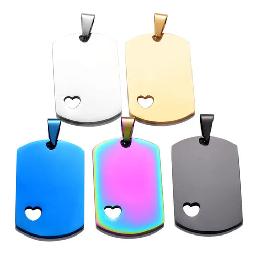 Etiquetas para perros en blanco en plata, oro, oro rosa, negro y azul (24 mm x 40 mm) - Acero inoxidable