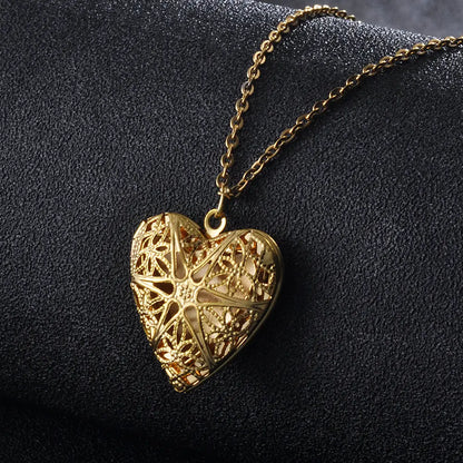 Collar con colgante de marco de fotos de corazón | Acero inoxidable